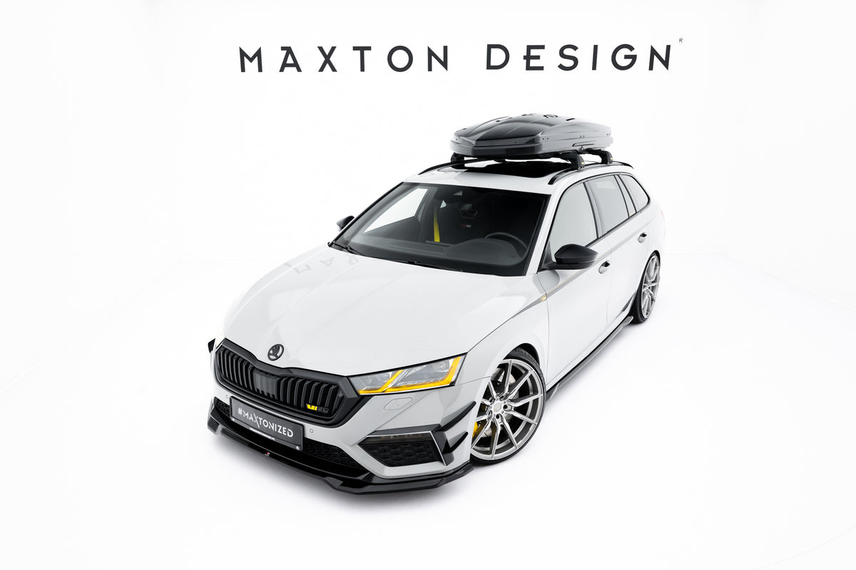 Street+ Spoilerlippe Front Ansatz V.4 passend für Skoda Octavia RS Mk4 schwarz Hochglanz – Ansicht 2