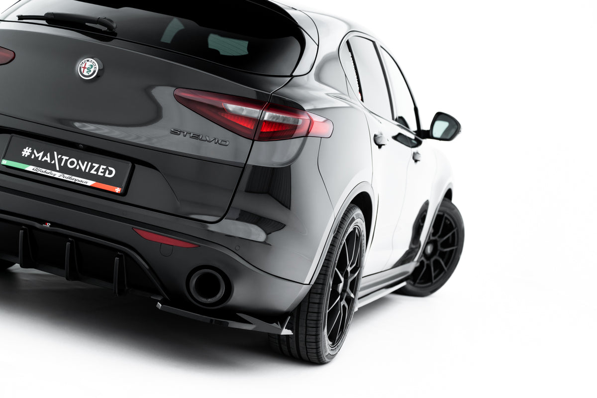 Heck Ansatz Flaps Diffusor V.2 passend für Alfa Romeo Stelvio Mk1 schwarz Hochglanz – Ansicht 2