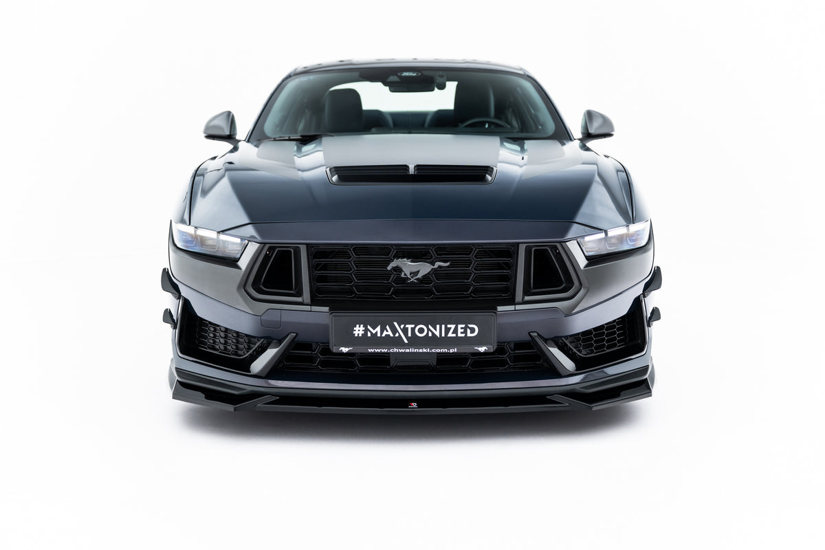 Street+ Spoilerlippe Front Ansatz V.1 passend für Ford Mustang Dark Horse Mk7 schwarz Hochglanz – Ansicht 3
