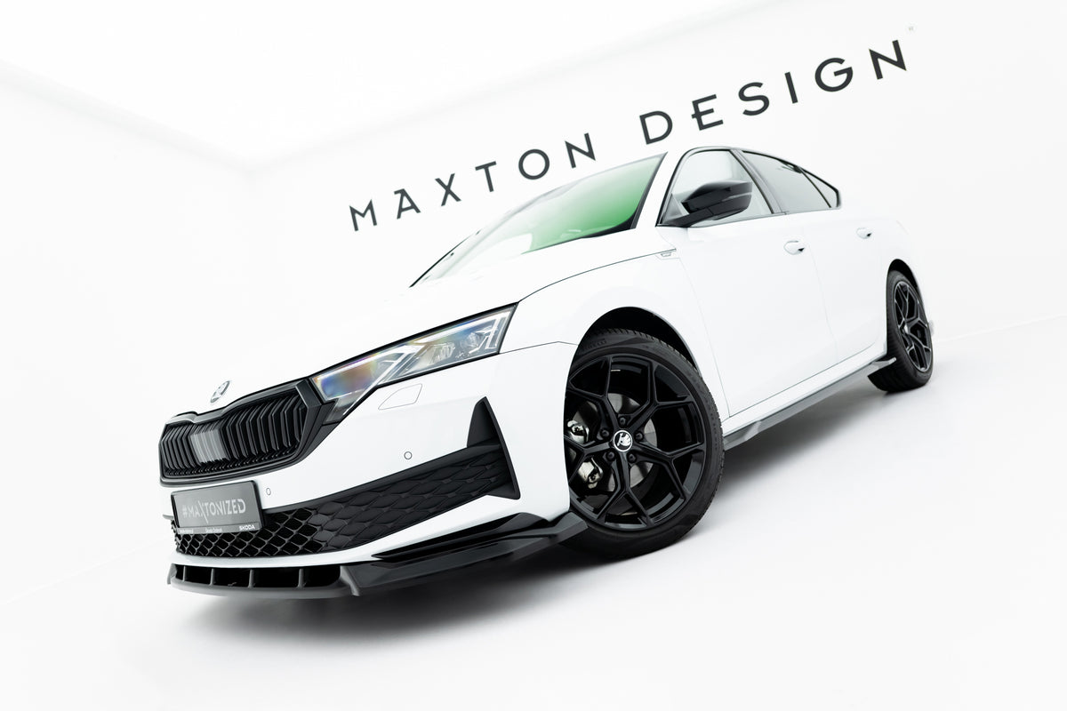 Street+ Spoilerlippe Front Ansatz passend für Skoda Octavia Sportline Liftback / Combi Mk4 Facelift schwarz Hochglanz – Ansicht 1