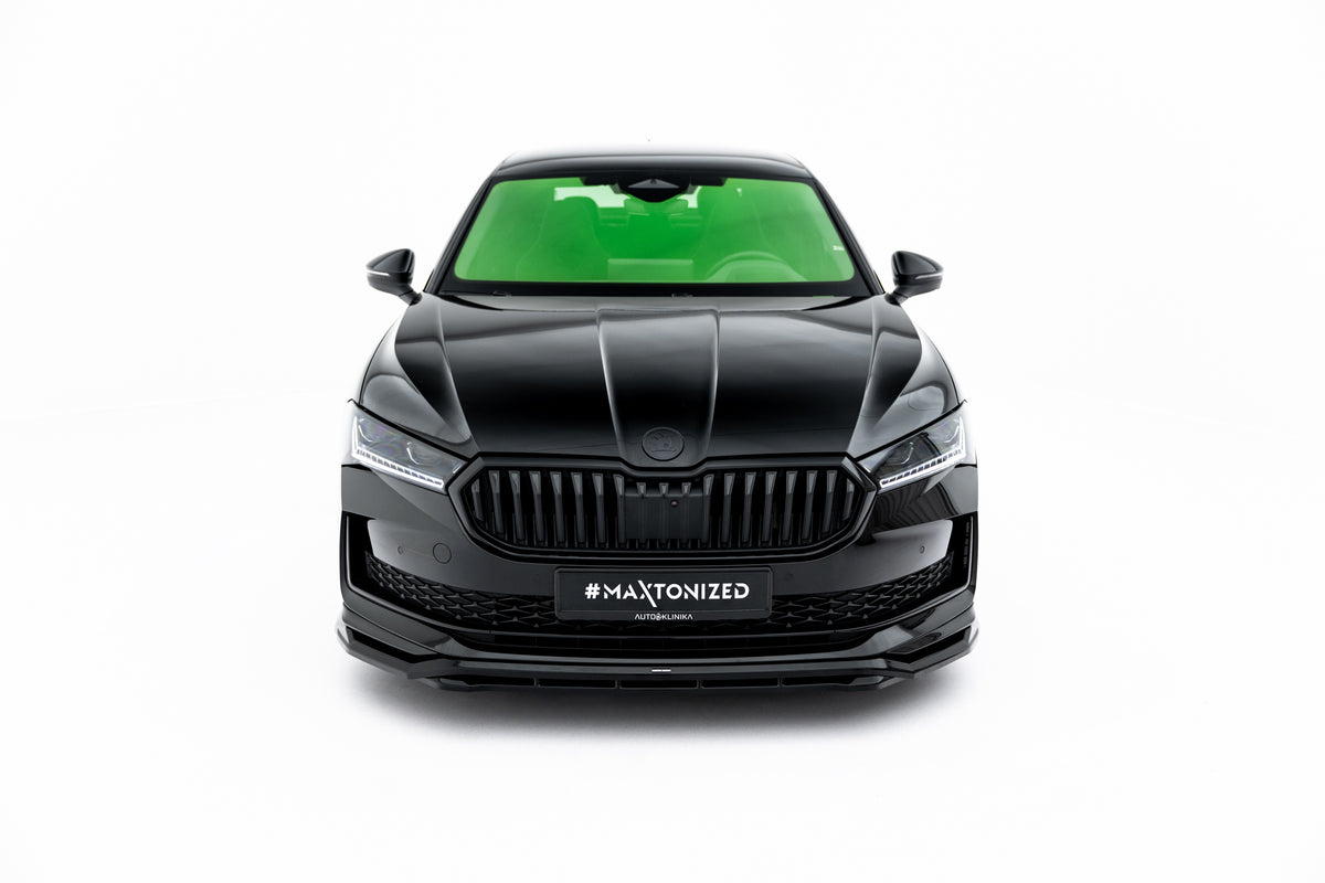 Street+ Spoilerlippe Front Ansatz V.1 passend für Skoda Superb Sportline Mk4 schwarz Hochglanz – Ansicht 3