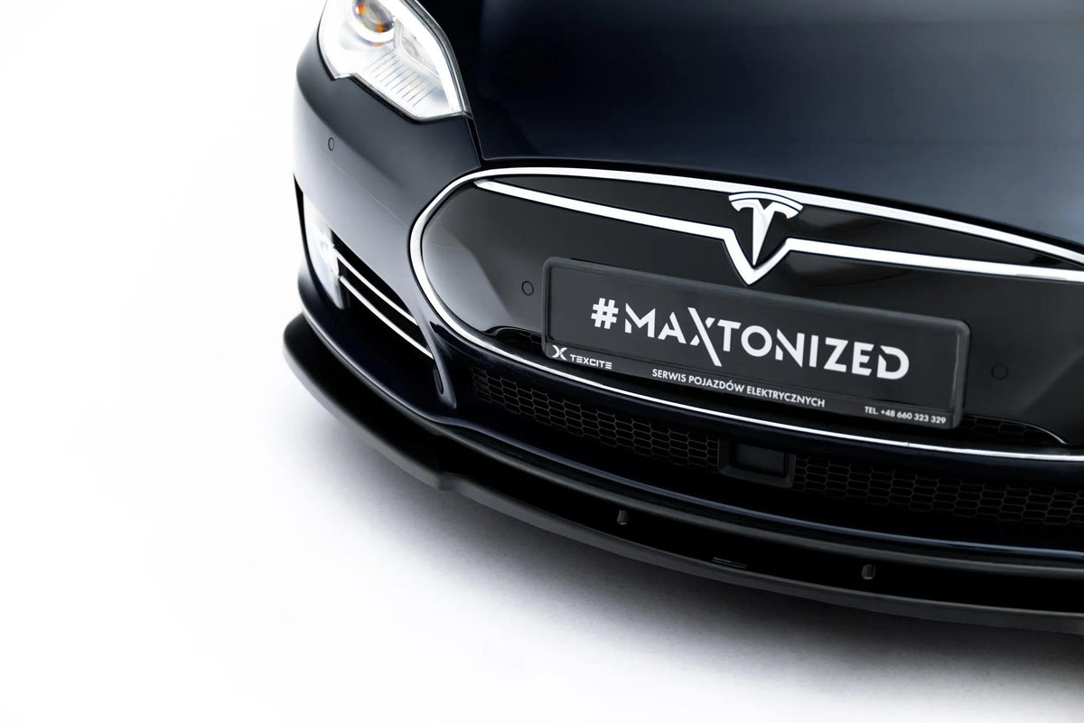 Street+ Spoilerlippe Front Ansatz V.1 passend für Tesla Model S Mk1 schwarz Hochglanz – Ansicht 4