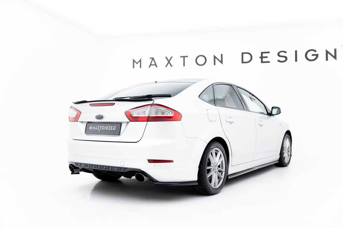 Heck Ansatz Flaps Diffusor passend für Ford Mondeo ST-Line Limousine Mk4 Facelift schwarz Hochglanz – Ansicht 1