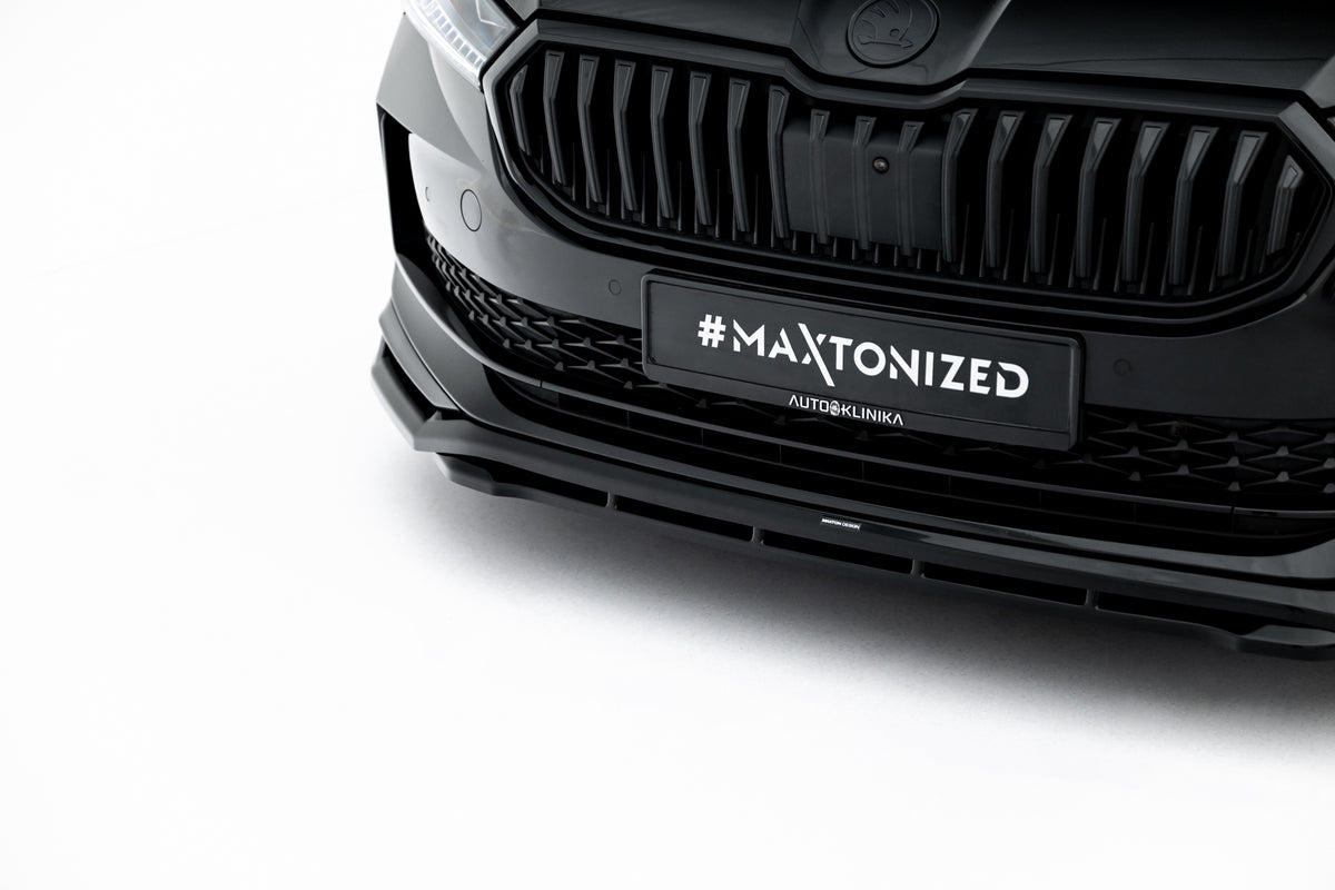 Street+ Spoilerlippe Front Ansatz V.1 passend für Skoda Superb Sportline Mk4 schwarz Hochglanz – Ansicht 6
