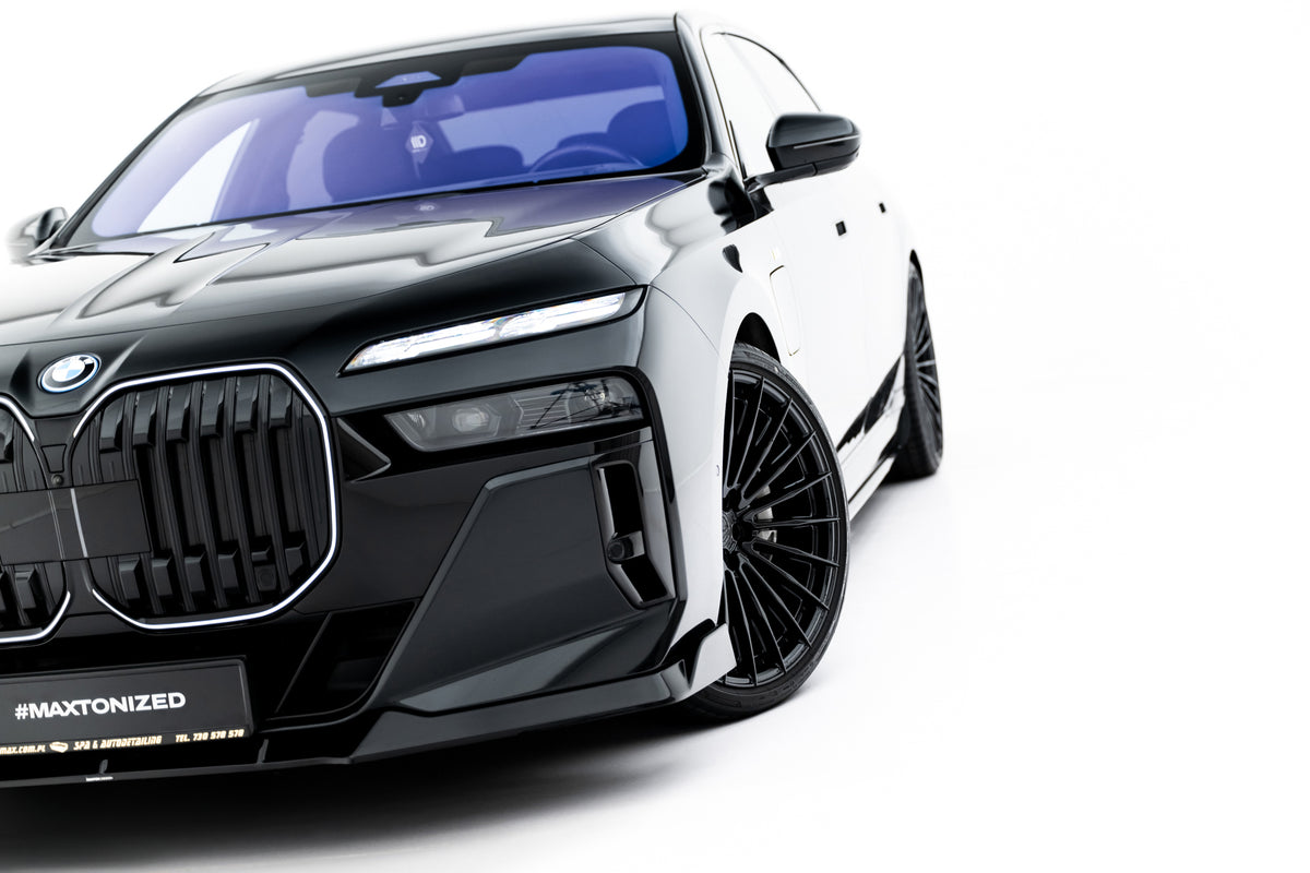 Street+ Spoilerlippe Front Ansatz V.4 passend für BMW 7 M-Paket / M760e / i7 M-Paket G70   schwarz Hochglanz – Ansicht 4