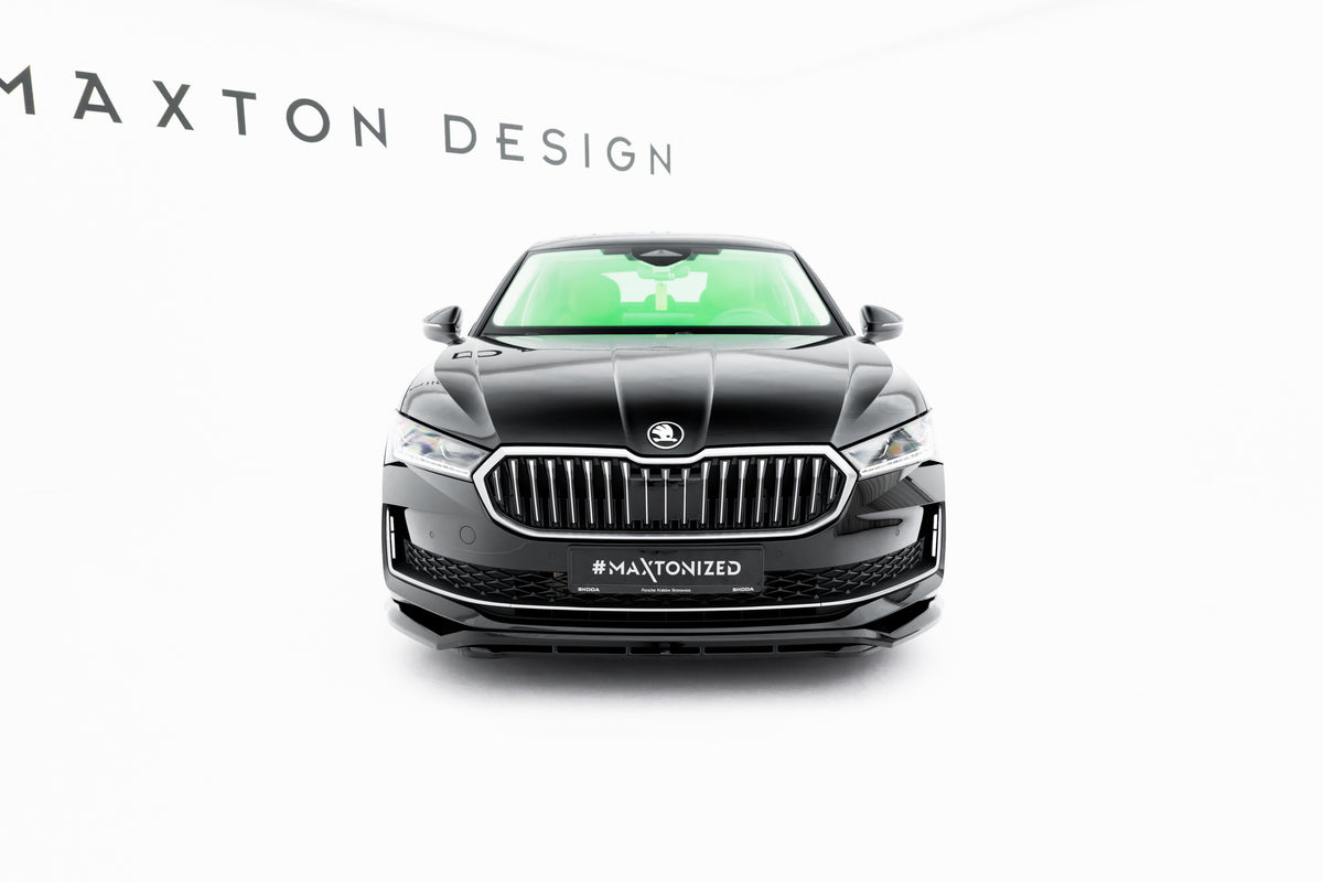 Street+ Spoilerlippe Front Ansatz V.1 passend für Skoda Superb Mk4 schwarz Hochglanz – Ansicht 1