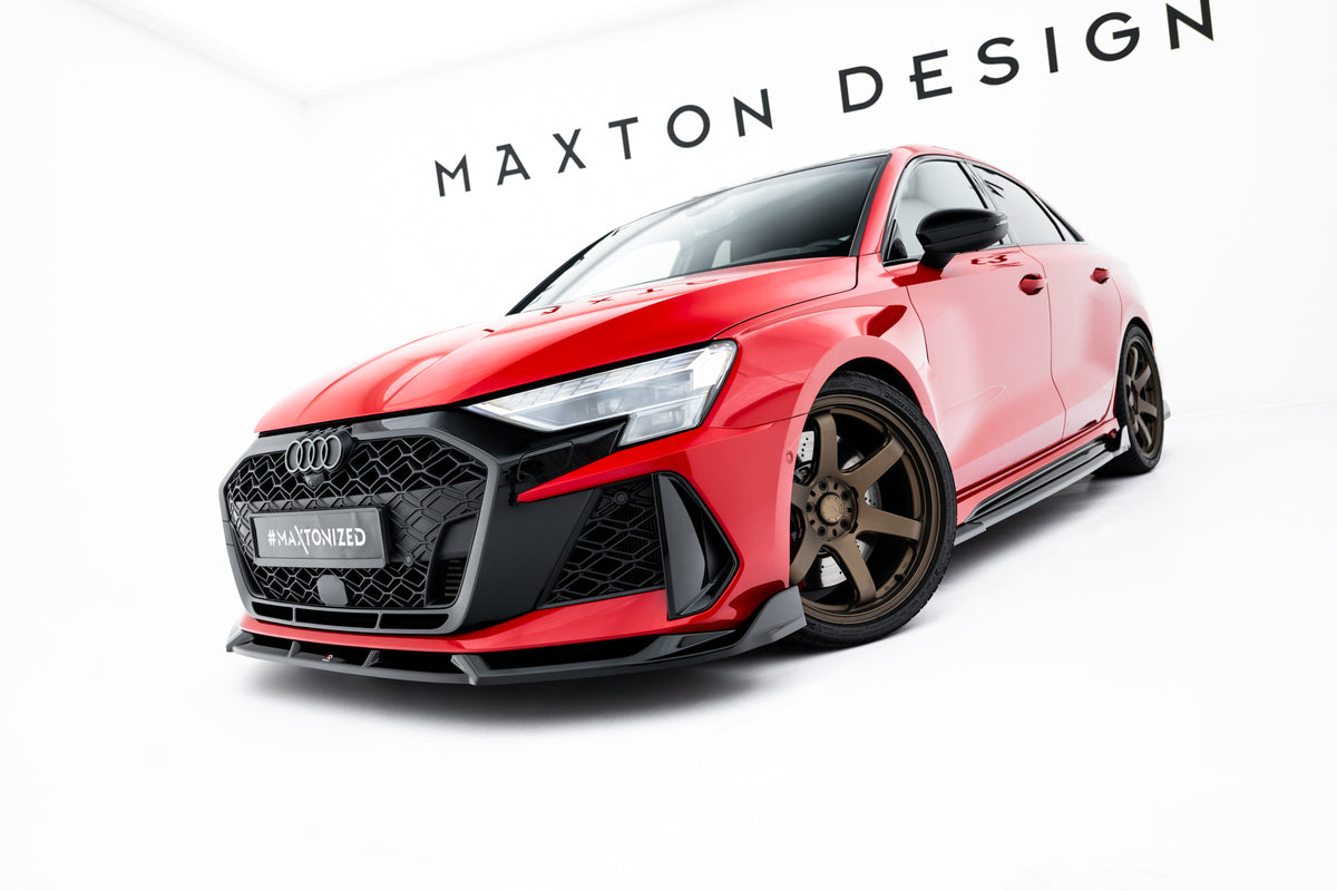 Street+ Spoilerlippe Front Ansatz V.3 passend für Audi RS3 Sportback 8Y Facelift schwarz Hochglanz – Ansicht 5