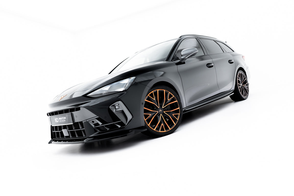Street+ Spoilerlippe Front Ansatz V.2 passend für Cupra Leon ST / Hatchback Mk1 Facelift schwarz Hochglanz – Ansicht 3