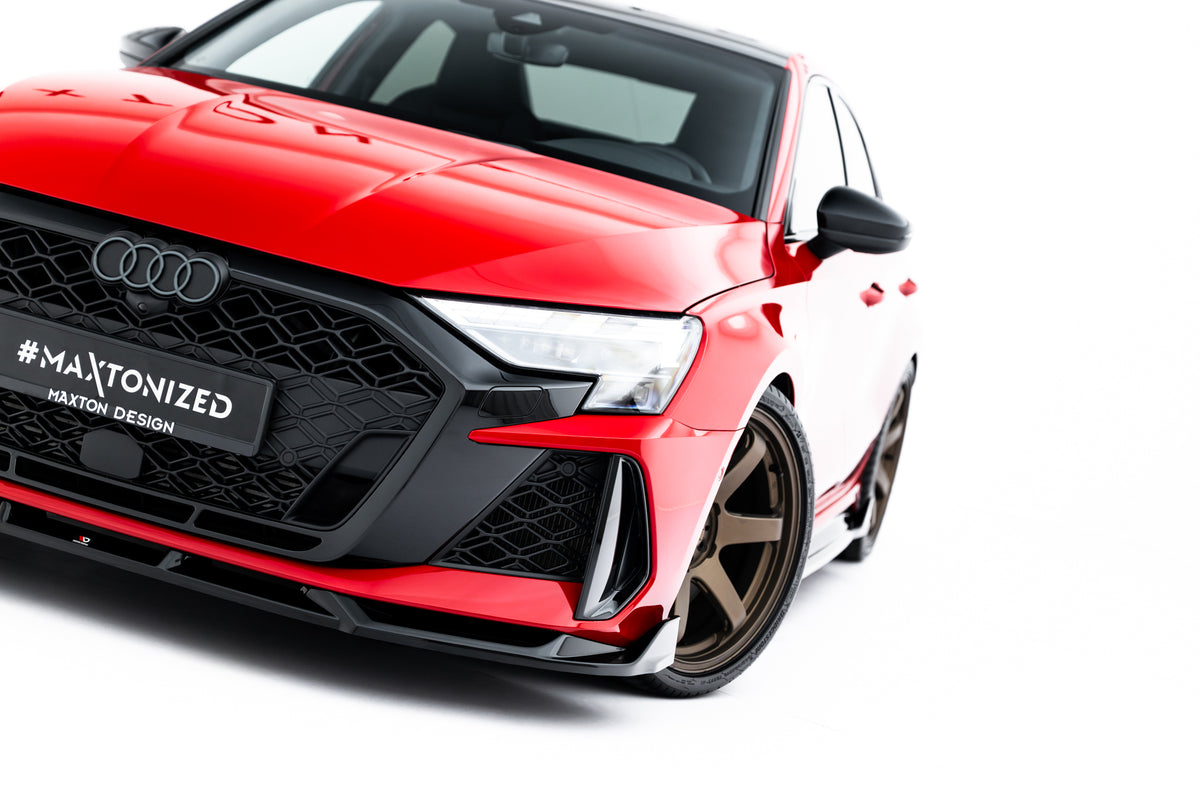 Street+ Spoilerlippe Front Ansatz V.3 passend für Audi RS3 Sportback 8Y Facelift schwarz Hochglanz – Ansicht 3