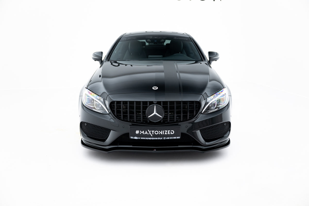 Street+ Spoilerlippe Front Ansatz V.1 passend für Mercedes- Benz C Coupe AMG-Line C205  schwarz Hochglanz – Ansicht 1