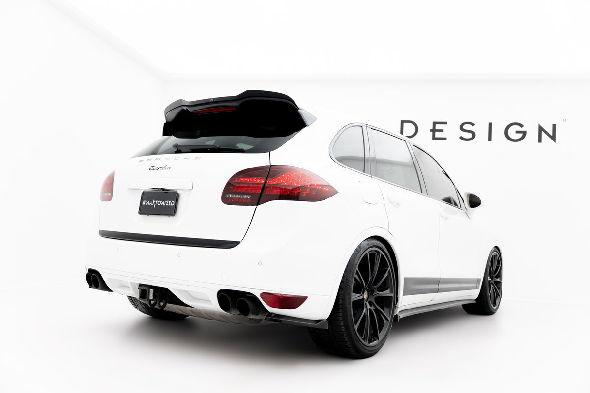 Heck Ansatz Flaps Diffusor passend für Porsche Cayenne Turbo / Standard Mk2 schwarz Hochglanz – Ansicht 4