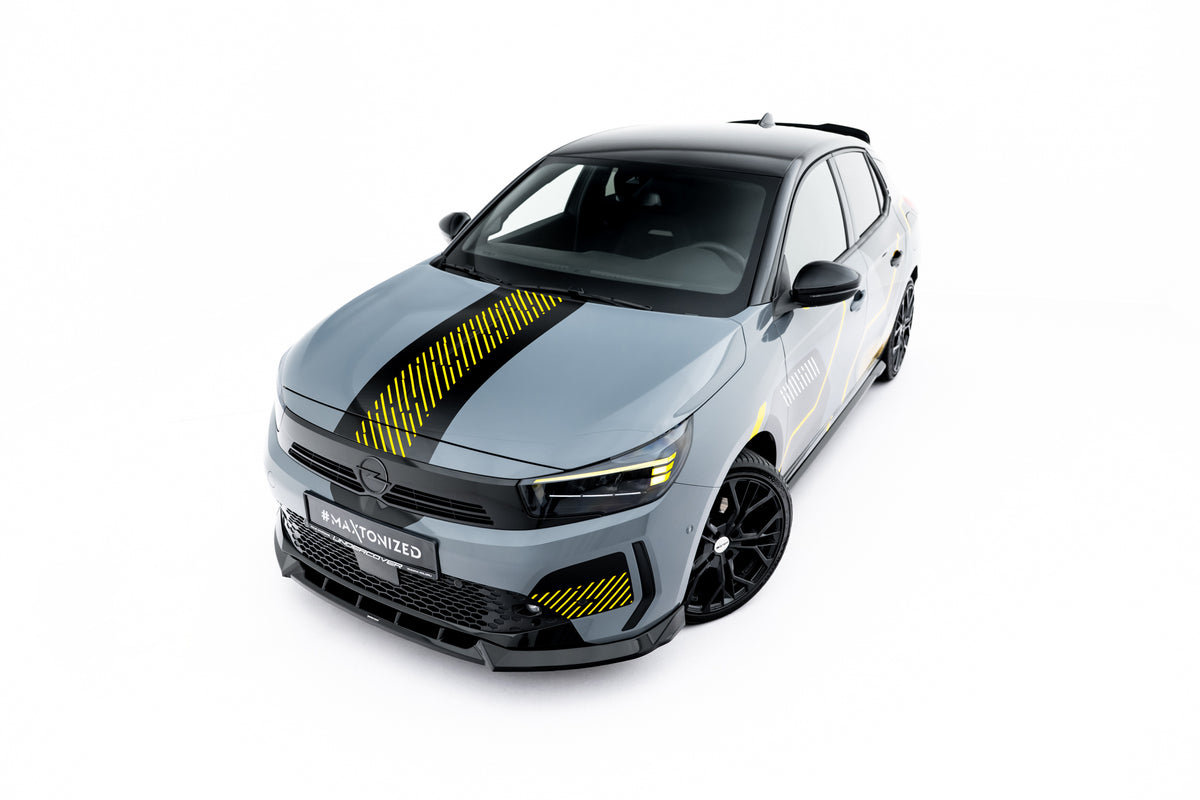 Street+ Spoilerlippe Front Ansatz passend für Opel Corsa F Facelift (Mk6 Facelift) schwarz Hochglanz – Ansicht 2