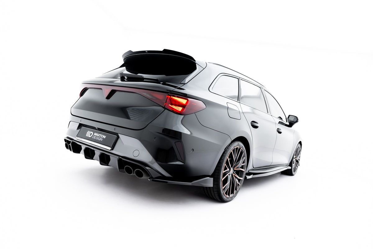 Heck Ansatz Flaps Diffusor V.6 passend für Cupra Leon ST Mk1 Facelift schwarz Hochglanz – Ansicht 4