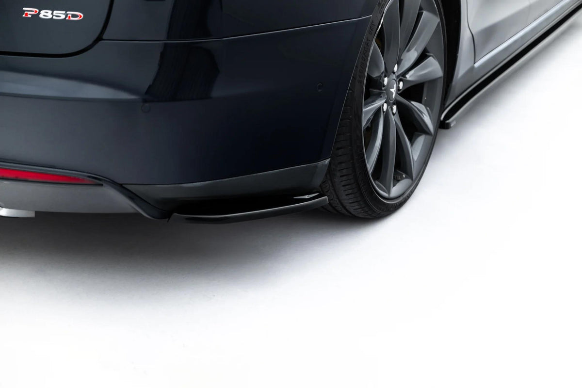 Heck Ansatz Flaps Diffusor V.1 passend für Tesla Model S Mk1 schwarz Hochglanz – Ansicht 2
