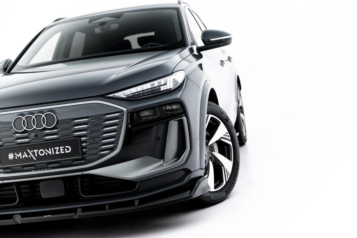 Street+ Spoilerlippe Front Ansatz passend für Audi Q6 e-tron Standard / S-Line / SQ6 e-tron SUV / Sportback Mk1 schwarz Hochglanz – Ansicht 1