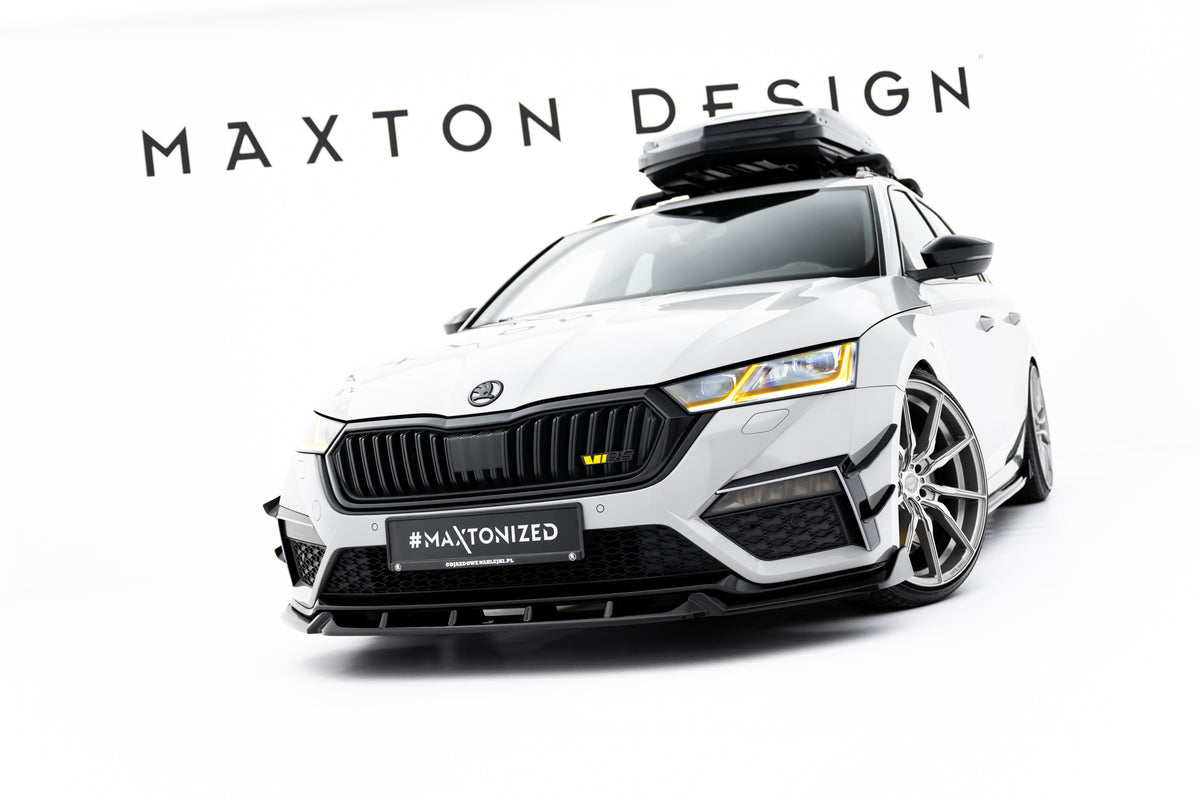 Street+ Spoilerlippe Front Ansatz V.5 passend für Skoda Octavia RS Mk4 schwarz Hochglanz – Ansicht 1