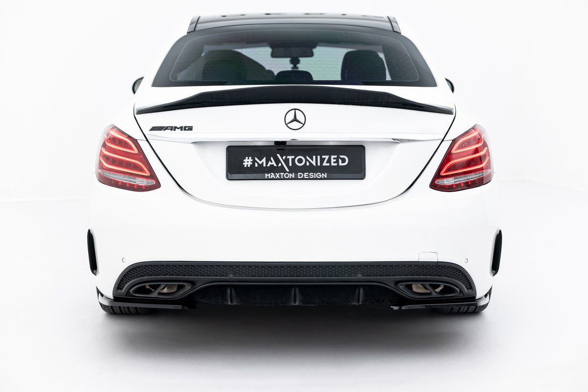 Heck Ansatz Flaps Diffusor passend für Mercedes-Benz C AMG-Line / C43 AMG Limousine W205 schwarz Hochglanz – Ansicht 4