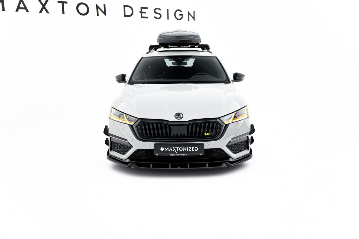 Street+ Spoilerlippe Front Ansatz V.5 passend für Skoda Octavia RS Mk4 schwarz Hochglanz – Ansicht 4