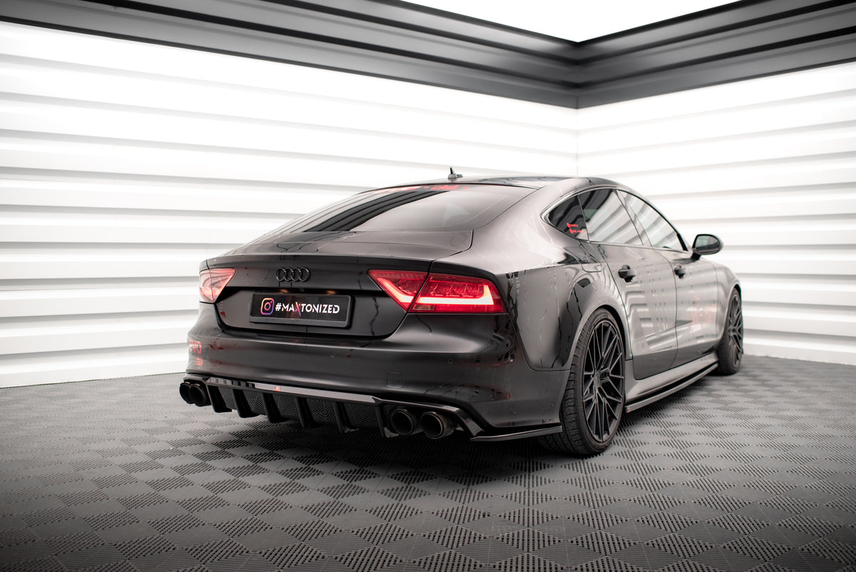Heck Ansatz Flaps Diffusor passend für Audi A7 S-Line / S7 C7 schwarz Hochglanz – Ansicht 3