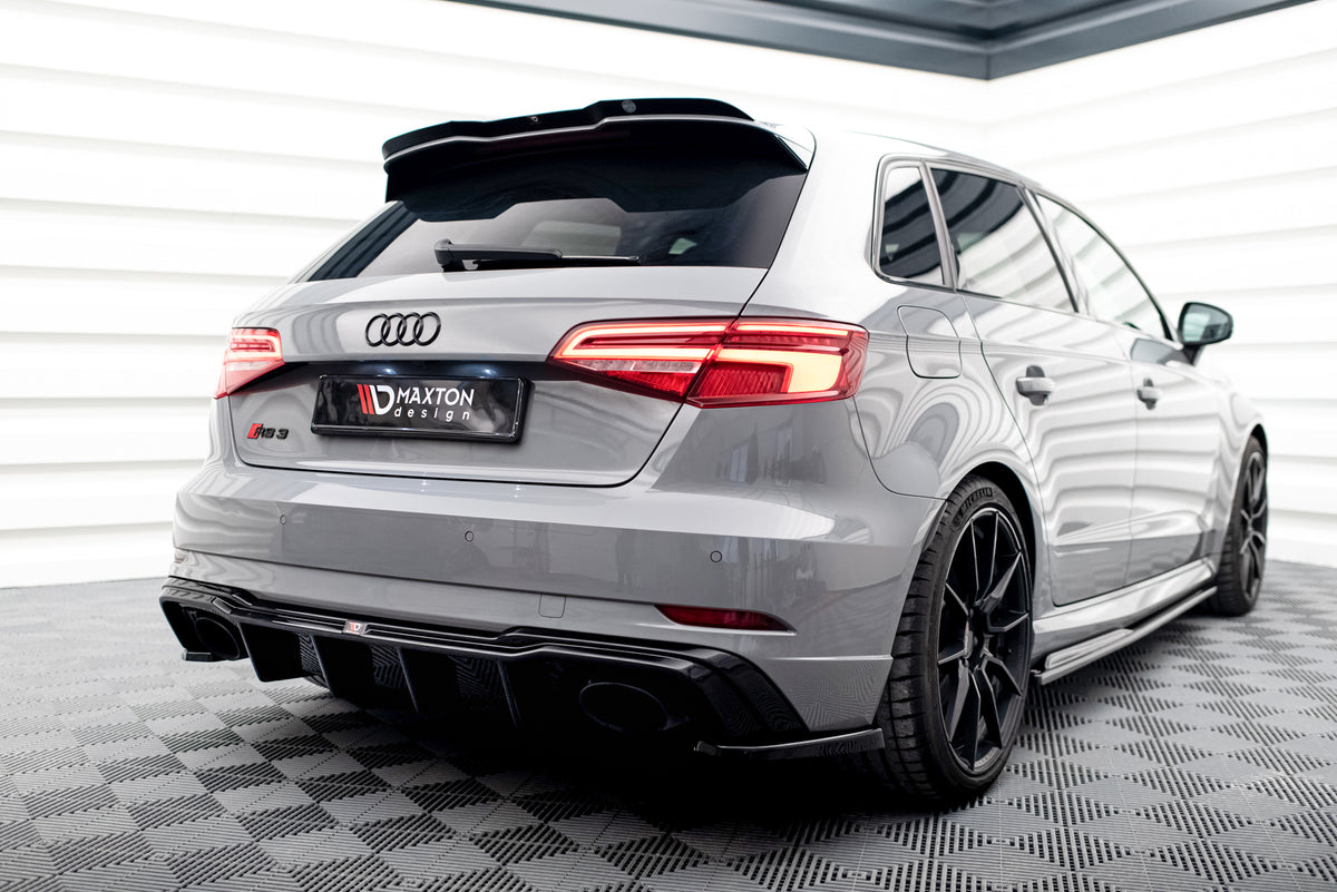 Heck Ansatz Flaps Diffusor V.2 passend für Audi RS3 8V Sportback Facelift schwarz Hochglanz – Ansicht 1