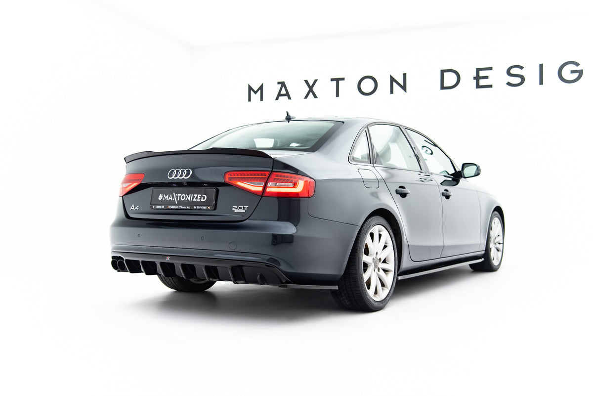 Heck Ansatz Flaps Diffusor passend für Audi A4 B8 Facelift schwarz Hochglanz – Ansicht 1