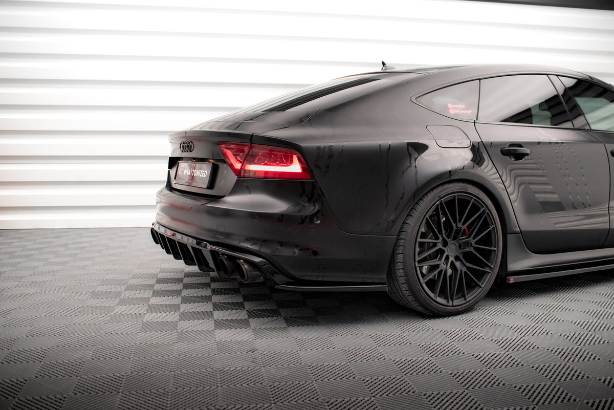 Heck Ansatz Flaps Diffusor passend für Audi A7 S-Line / S7 C7 schwarz Hochglanz – Ansicht 2