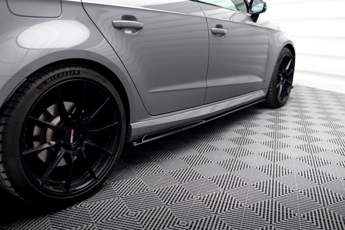 Street+ Seitenschweller Leisten V.2 passend für Audi RS3 8V Sportback Facelift schwarz Hochglanz – Ansicht 1