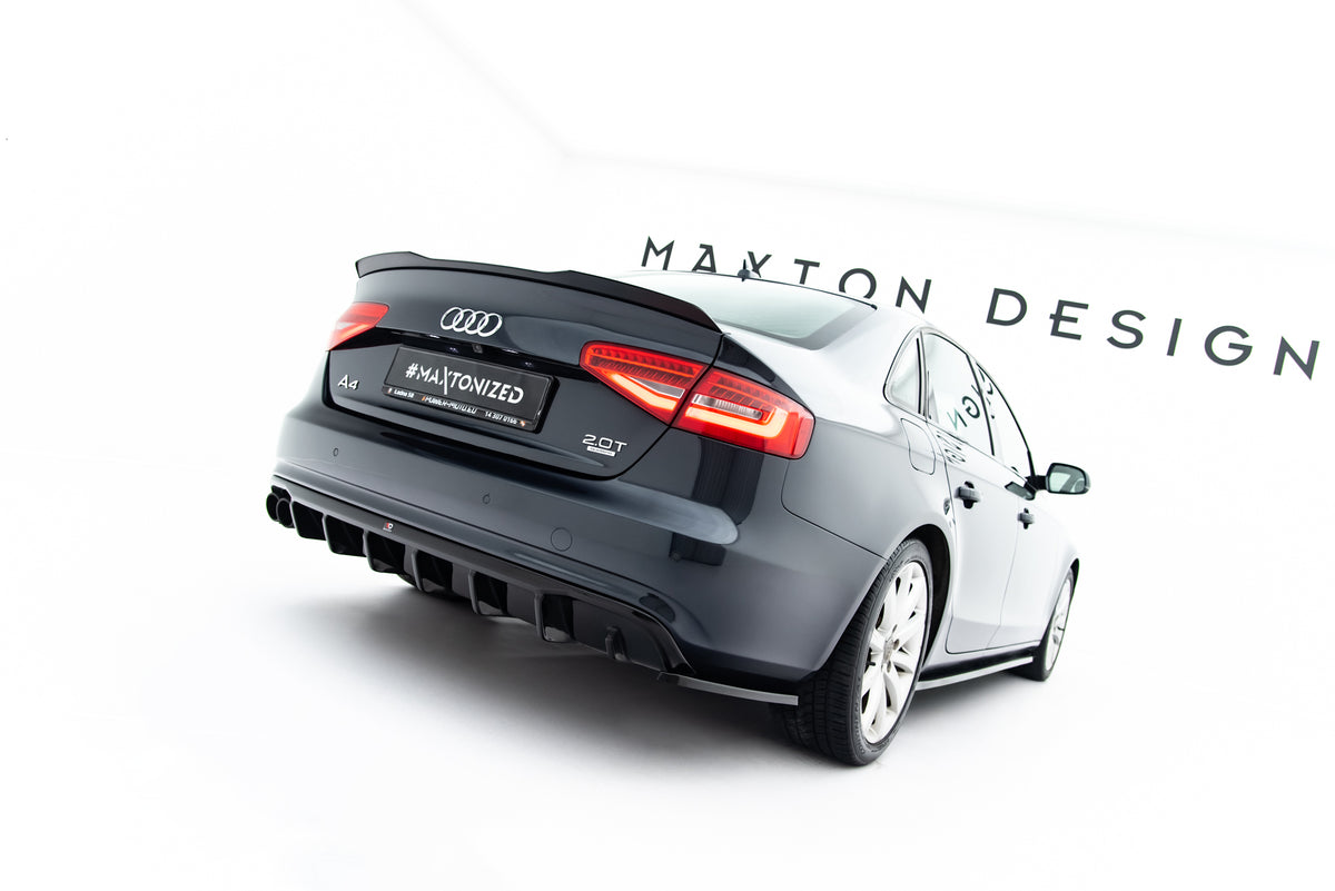 Heck Ansatz Flaps Diffusor passend für Audi A4 B8 Facelift schwarz Hochglanz – Ansicht 2