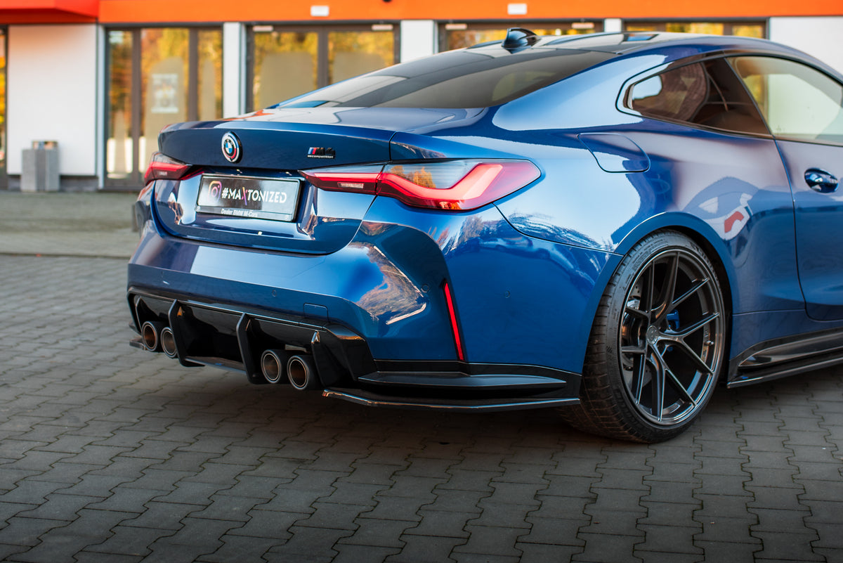 Heck Ansatz Flaps Diffusor V.2 passend für BMW M4 G82 / G82 Facelift schwarz Hochglanz – Ansicht 2