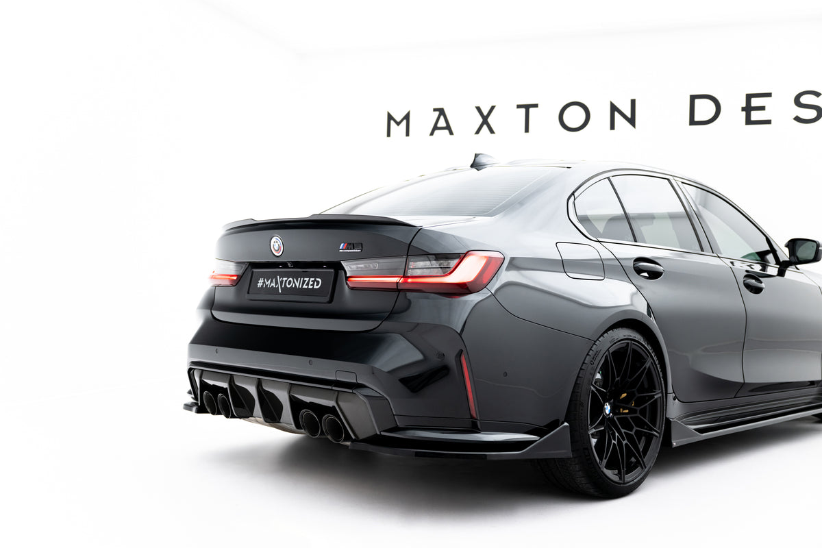 Heck Ansatz Flaps Diffusor V.5 passend für BMW M3 Limousine / Touring G80 / G81 schwarz Hochglanz – Ansicht 1