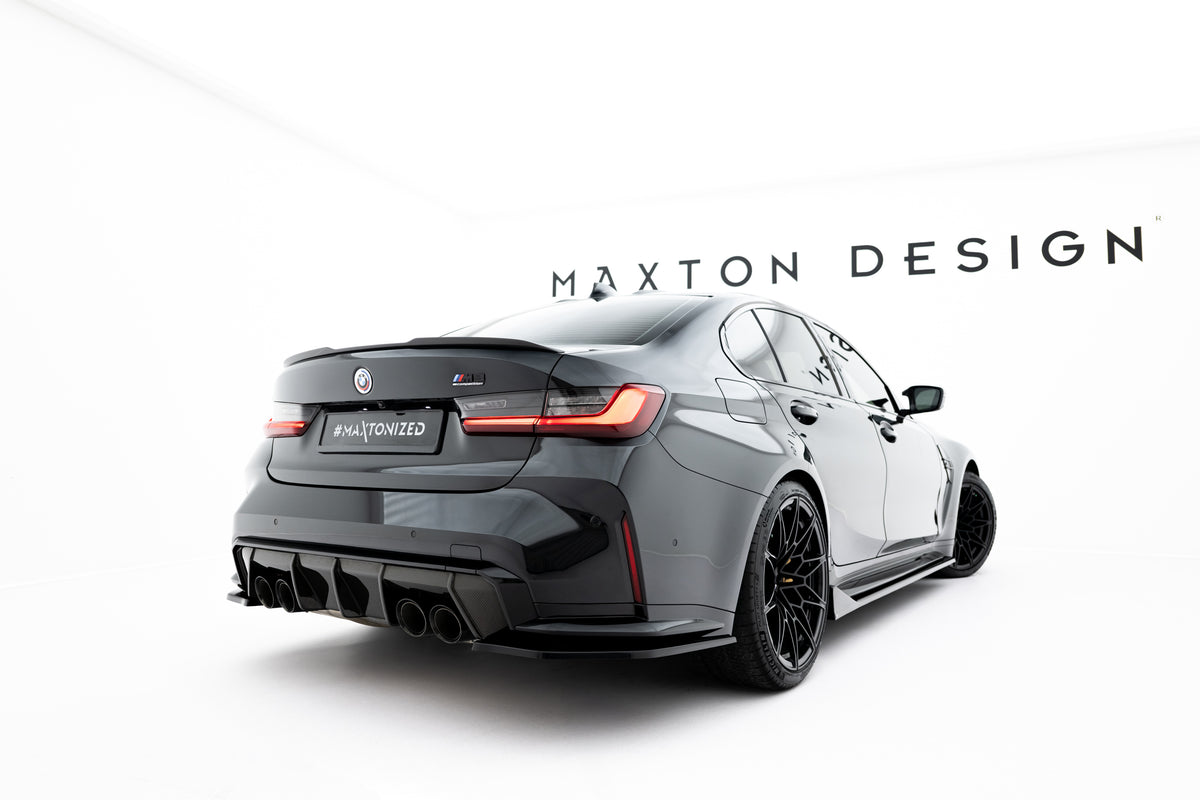 Heck Ansatz Flaps Diffusor V.3 passend für BMW M3 Limousine / Touring G80 / G81 schwarz Hochglanz – Ansicht 3