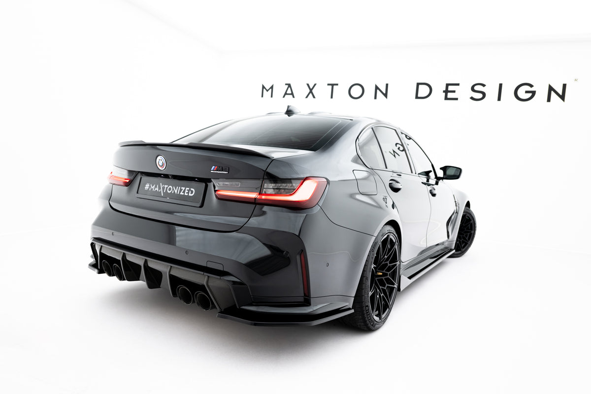 Heck Ansatz Flaps Diffusor V.3 passend für BMW M3 Limousine / Touring G80 / G81 schwarz Hochglanz – Ansicht 1