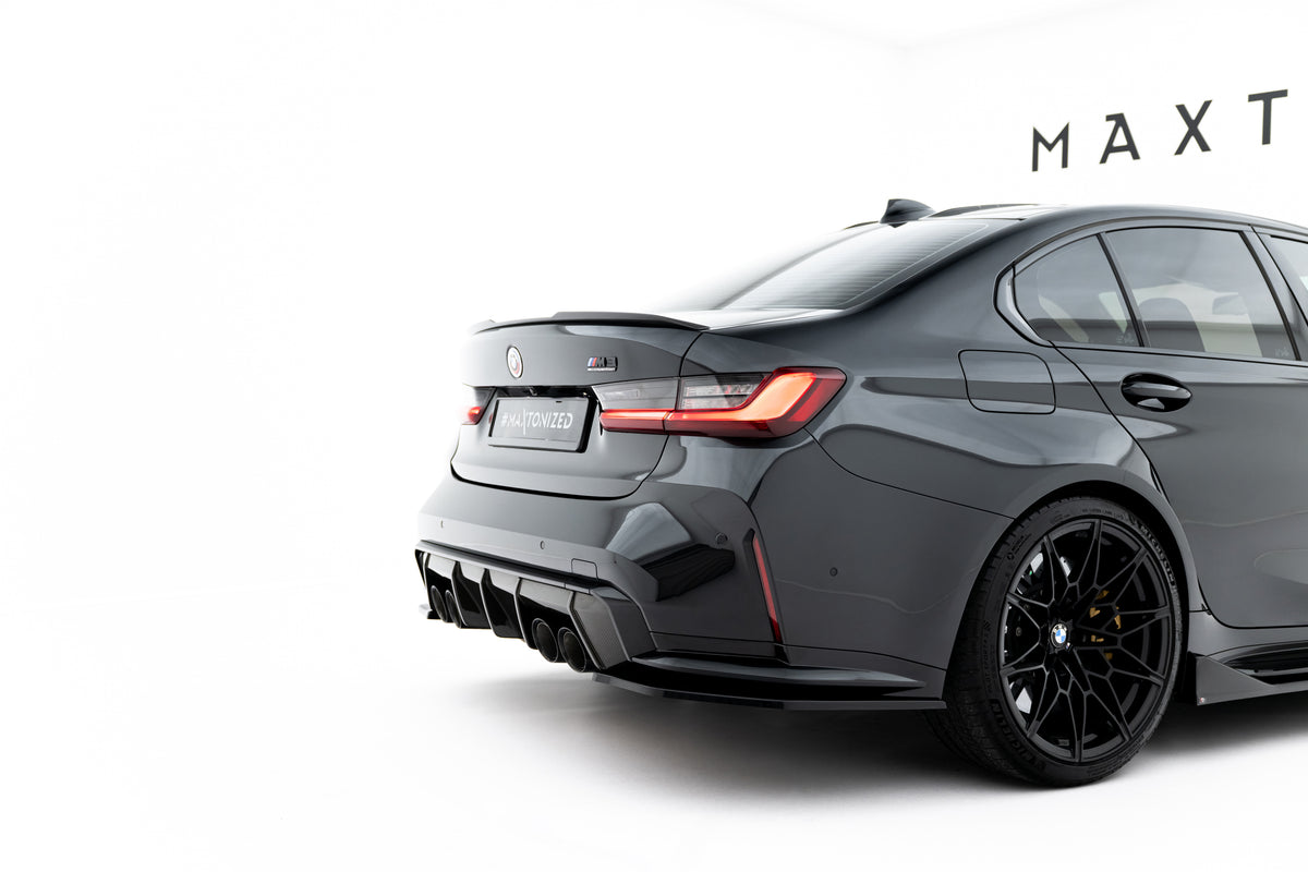 Heck Ansatz Flaps Diffusor V.3 passend für BMW M3 Limousine / Touring G80 / G81 schwarz Hochglanz – Ansicht 4