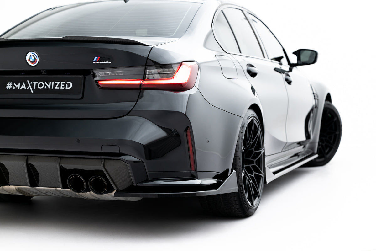 Heck Ansatz Flaps Diffusor V.5 passend für BMW M3 Limousine / Touring G80 / G81 schwarz Hochglanz – Ansicht 3