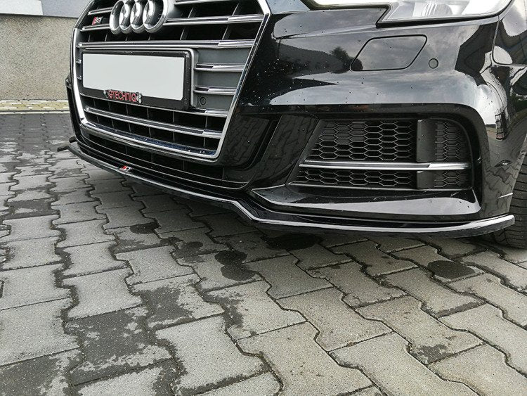 Street+ Spoilerlippe Front Ansatz V.2 passend für Audi S3 / A3 S-Line 8V FL Limousine schwarz Hochglanz – Ansicht 3