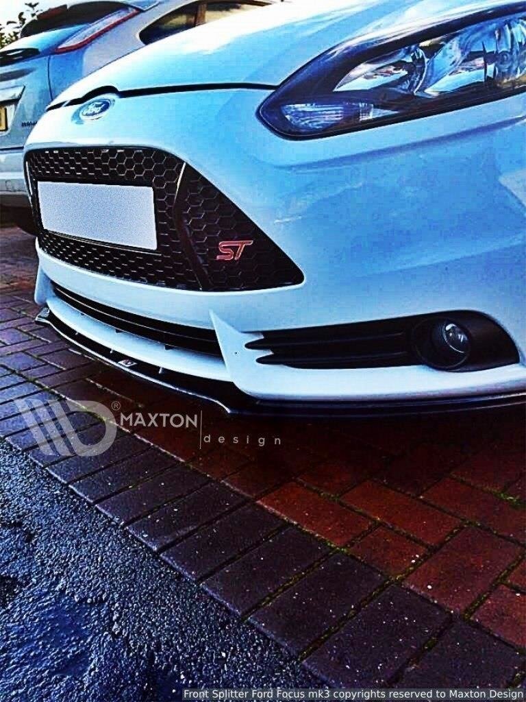 Street+ Spoilerlippe Front Ansatz V.1 passend für Ford Focus ST Mk3 schwarz Hochglanz – Ansicht 4