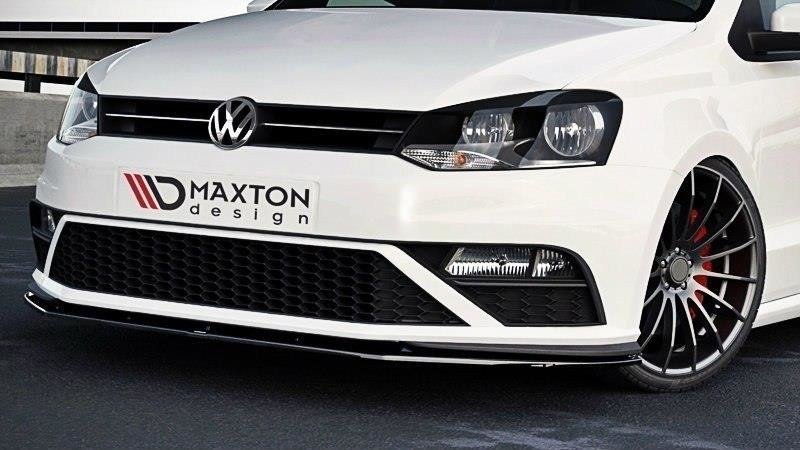 Street+ Spoilerlippe Front Ansatz V.1 passend für VW Polo GTI Mk5 Facelift schwarz Hochglanz – Ansicht 1