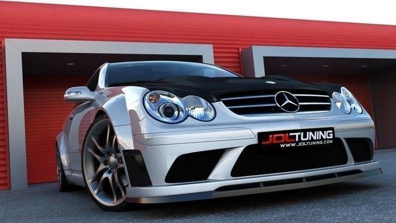 Street+ Spoilerlippe Front Ansatz passend für MERCEDES CLK W209 (FÜR ME-CLK-209-BLACK-F1 STOßSTANGE) schwarz Hochglanz – Ansicht 1