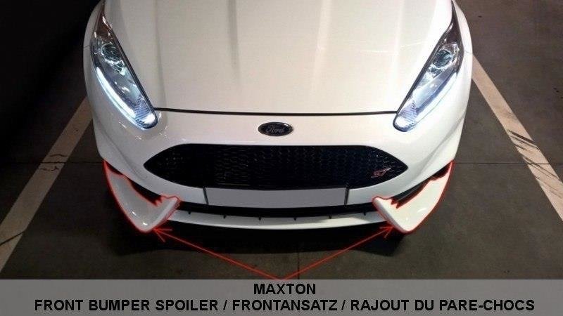 Street+ Spoilerlippe Front Ansatz passend für Ford Fiesta ST Mk7 FL (Mit Maxton Design Stoßstange) schwarz Hochglanz – Ansicht 3