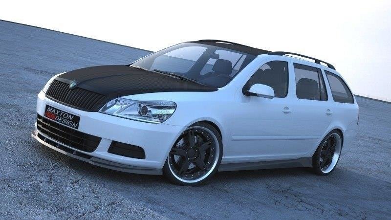 Street+ Spoilerlippe Front Ansatz passend für Skoda Octavia Mk2 FL schwarz Hochglanz – Ansicht 1