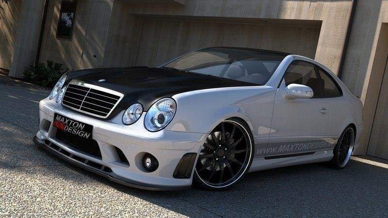 Street+ Spoilerlippe Front Ansatz passend für MERCEDES CLK W208 (FÜR ME-CLK-208-AMG204-F1 Front Stoßstange) schwarz Hochglanz – Ansicht 1
