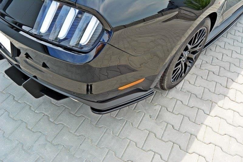 Heck Ansatz Flaps Diffusor passend für Ford Mustang GT Mk6  schwarz Hochglanz – Ansicht 3