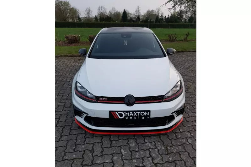 Maxton Design Frontlippe für VW Golf 7 GTI Clubsport Hochglanz schwarz mit roten Streifen – Ansicht 1