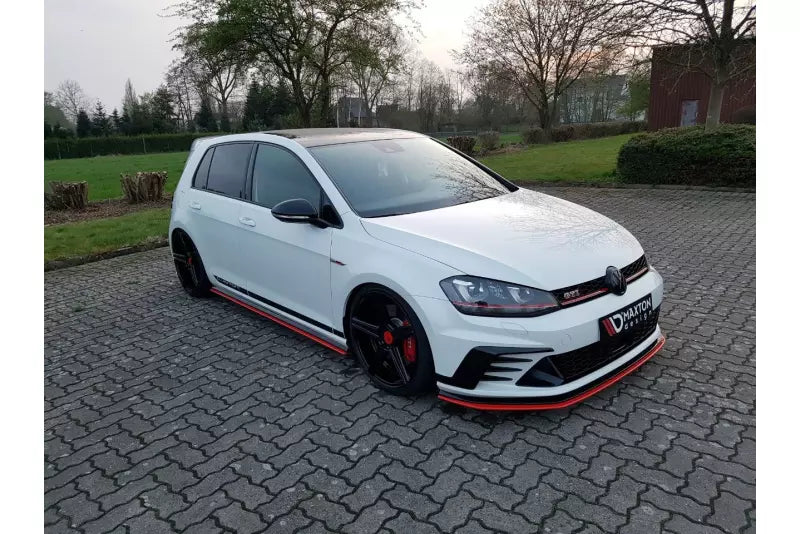 Maxton Design Frontlippe für VW Golf 7 GTI Clubsport Hochglanz schwarz mit roten Streifen – Ansicht 3