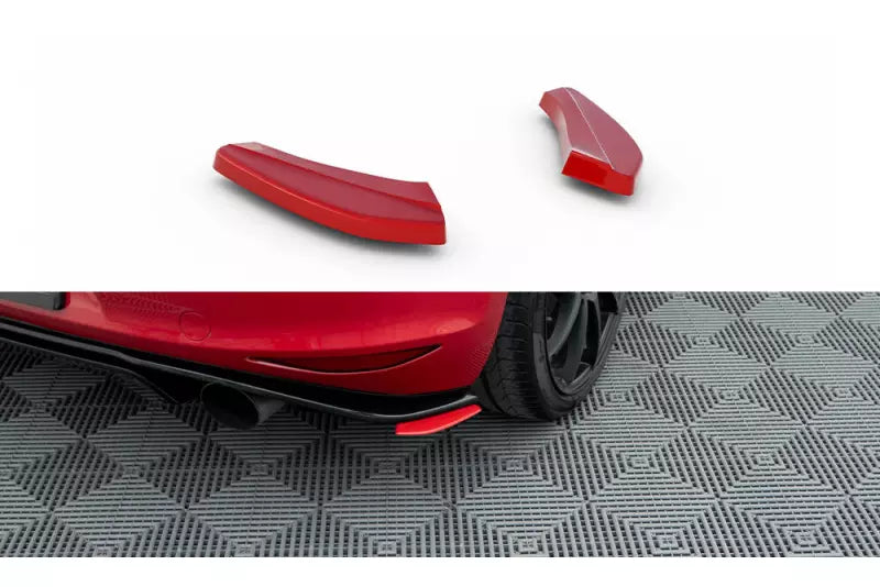 Maxton Design Diffusor Flaps für VW Golf 7 GTI Clubsport Hochglanz schwarz mit roten Streifen – Ansicht 1
