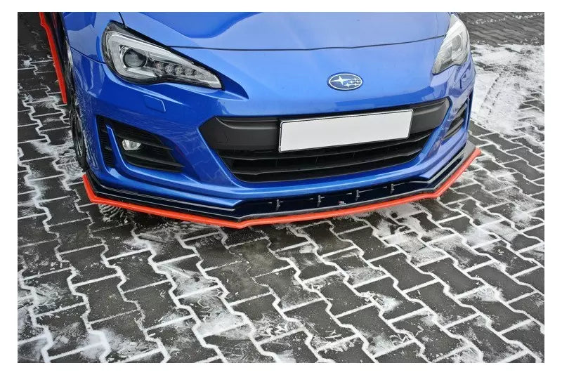 Maxton Design Frontlippe V.4 für Subaru BRZ Facelift Hochglanz schwarz + roter Streifen – Ansicht 1