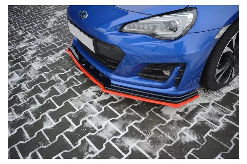 Maxton Design Frontlippe V.4 für Subaru BRZ Facelift Hochglanz schwarz + roter Streifen – Ansicht 3