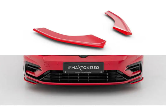 Maxton Design Frontlippen Flaps V.8 für VW Golf 7 R-Line / R Facelift ab 03/2017 Hochglanz rot – Ansicht 1