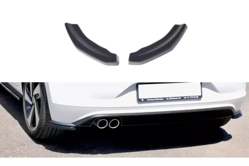 Maxton Design Diffusor Flaps für VW Polo 6 GTI Hochglanz schwarz mit roten Streifen – Ansicht 1