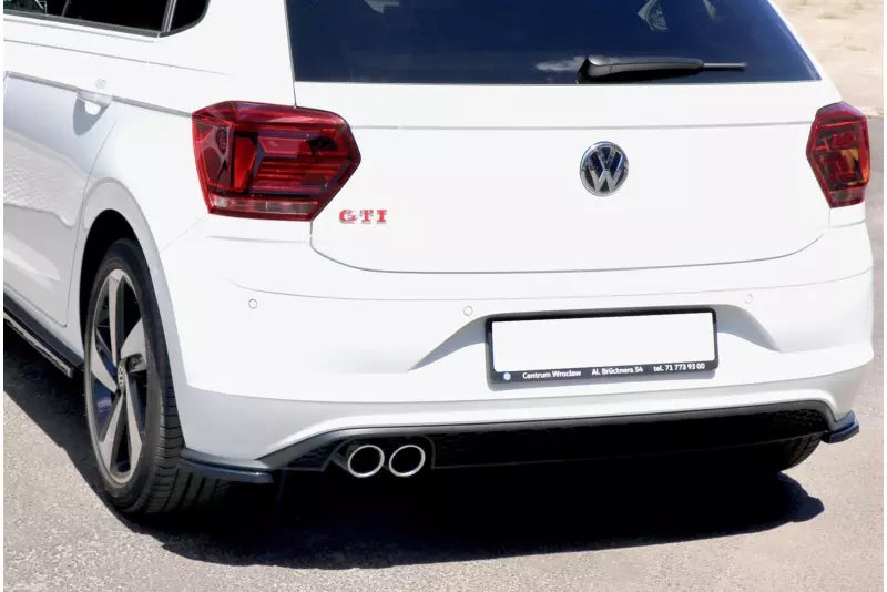 Maxton Design Diffusor Flaps für VW Polo 6 GTI Hochglanz schwarz mit roten Streifen – Ansicht 2